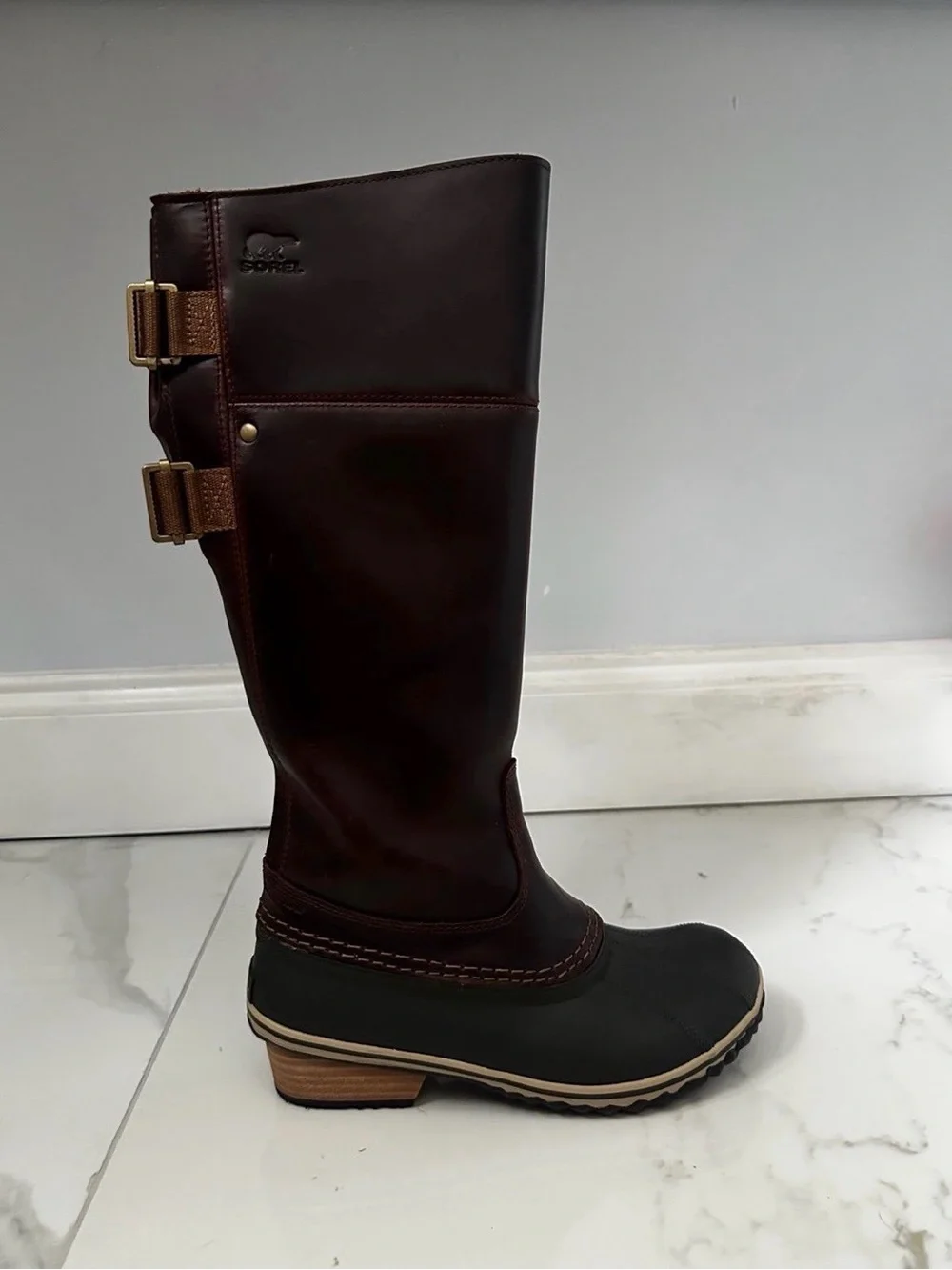 SOREL SLIMPACK TALL Women 6.5 Equestrian Riding Waterproof Nutmeg Brown Leather - Picture 5 of 9